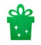 Christmas decoration of a green flat gift box