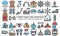 Christmas decoration lineal multi color icons set