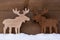 Christmas Decoration, Moose Couple In Love, Snow