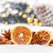 Christmas decoration orange fruit herbs baking bakery square snow winter