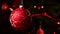 Christmas decoration red ball. christmas tree lights bokeh