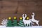 Christmas Decoration, Reindeer Couple, Snow, Green Tree