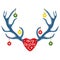 Christmas decoration on Reindeer horns, vector illustration