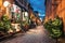 Christmas Decoration at Rue du Petit-Champlain in Lower Old Town at night - Quebec City, Canada