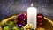 Christmas decoration with Santa Claus and candle light