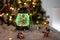 Christmas decoration, snow dome, globe with table decoration