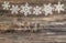 Christmas decoration Snowflakes border wooden background