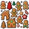 Christmas decoration sticker ginger-bread pattern with an anime-inspired design