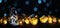 Christmas Decoration White House inside Glass Between Lights Bulb, Blue Bokeh Dark Background