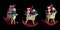 Christmas decorations: 3 Isolated Rocking Santas on Thier Reindeers