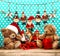 Christmas decorations with antique toys and teddy bear