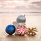 Christmas Decorations at Carlsbad State Beach at Sunset on the b