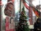 Christmas decorations in China shop, tree and Santa