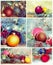 Christmas decorations collage.New Year ornament set.