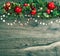 Christmas decorations garland with red apple and green pine