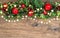 Christmas decorations garland with red apple and green pine bran
