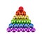 Christmas decorations glass balls pyramid LGBTQ community rainbow flag color white background isolated closeup, LGBT pride symbol