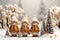 Christmas decorations and gnomes with dark brown and orange color on a white background