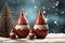 Christmas decorations and gnomes with dark brown and orange color on a white background