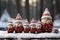 Christmas decorations and gnomes with dark brown and orange color on a white background