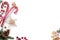 Christmas decorations and holidays sweet on white background