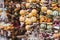 Christmas decorations made with dried fruits. Selective Focus