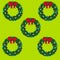 Christmas decorations made on a green background with many interesting lines and colors