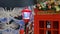 Christmas decorations with old -fashioned red telephone box, royal mail box and road lamp
