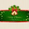 Christmas decorations with red bow on white knitted pattern