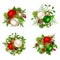 Christmas decorations with red, silver and green balls. Vector illustration.