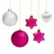 Christmas decorations in silver and magenta