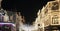 Christmas decorations on the street on the background of the Moscow Kremlin. Manezhnaya Square