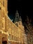 Christmas decorations on the street on the background of the Moscow Kremlin. Manezhnaya Square