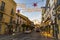 Christmas decorations on the streets of Ronda city, Spain