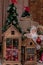 Christmas decorations. Traditional holiday attributes. Wooden houses