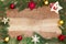 Christmas decorations on wooden background