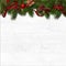 Christmas decorative border with fir branches and red berries on white