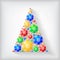 Christmas decorative fir tree of multicolor balls