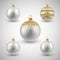 Christmas decorative silver and gold glitter balls set, vector i