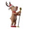 Christmas Deer 3D Cartoon Illustration speaking on a standing microphone