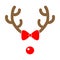 Christmas Deer antlers and red nose and hair bow on the white background. Isolated illustration