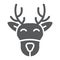 Christmas deer glyph icon, christmas and moose, reindeer sign, vector graphics, a solid pattern on a white background.