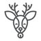 Christmas deer line icon, christmas and moose, reindeer sign, vector graphics, a linear pattern on a white background.