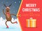 Christmas deer on skates banner