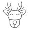 Christmas deer thin line icon, christmas and moose, reindeer sign, vector graphics, a linear pattern on a white