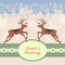 Christmas deers greeting card, label for text