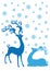 Christmas deers in snowfall, vector