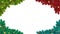 Christmas design festive elements with green, dark green, blue and red fir branches, decorations, candy, stars and holly with Luma