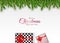 Christmas design with pine branches and gift box