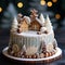 Christmas desserts,raditional Christmas Beautifully cake decorated